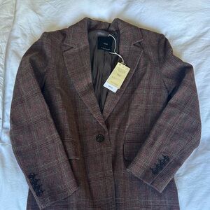 Mango Recycled Wool Check Suit Blazer